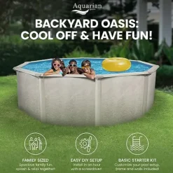 Aquarian Phoenix Round Steel Frame Above Ground Swimming Pool Gray