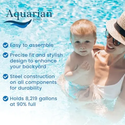 Aquarian Pools Round Steel Above Ground Swimming Pool Khaki