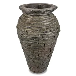 Aquascape 24 Inch Stacked Urn Kit Outdoor Fountain Slate Gray