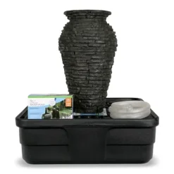 Aquascape 24 Inch Stacked Urn Kit Outdoor Fountain Slate Gray