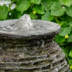 Aquascape 24 Inch Stacked Urn Kit Outdoor Fountain Slate Gray