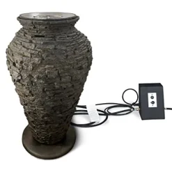 Aquascape Large Fire and Water Stacked Slate Urn Fountain Feature Gray