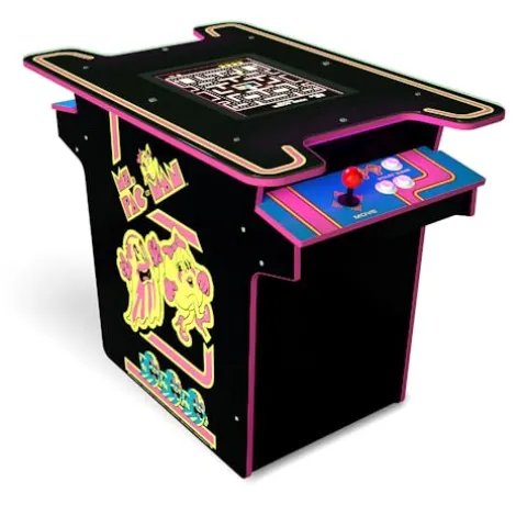 ARCADE1UP Ms. PAC-MAN Head-to-Head Arcade Table 12 Games Multiplayer Control Panel 17-Inch Color LCD Screen Black Series