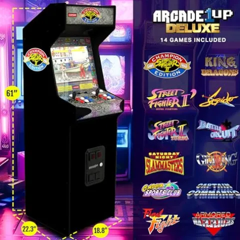 ARCADE1UP Street Fighter II CE HS 5 Deluxe Arcade Machine 17″ Screen Black