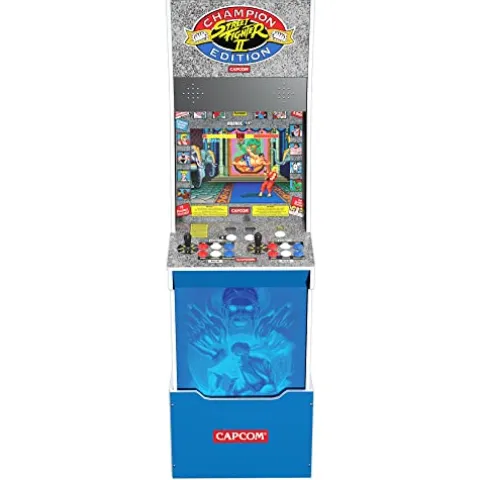 ARCADE1UP Street Fighter II Champion Edition Big Blue Arcade Machine with WiFi and Stool