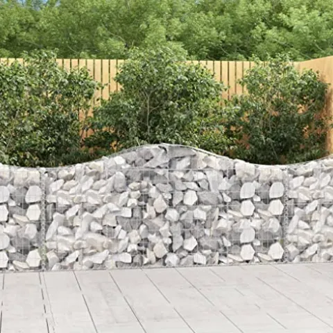 Arched Gabion Baskets 4 Pcs Galvanized Iron White Black Other