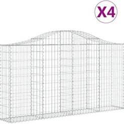 Arched Gabion Baskets 4 pcs Galvanized Iron White Black Other