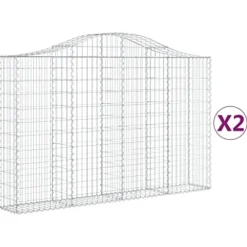 Arched Gabion Baskets 2 pcs 78.7″x11.8″x47.2″/55.1″ Galvanized Iron White Black Other