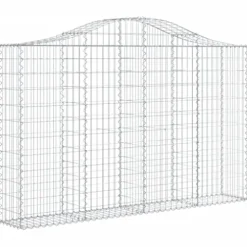 Arched Gabion Baskets 2 pcs 78.7″x11.8″x47.2″/55.1″ Galvanized Iron White Black Other