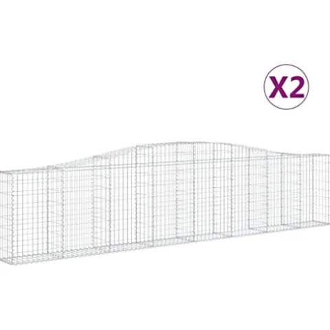 Arched Gabion Baskets 2 pcs 157.5″x11.8″x31.5″/39.4″ Galvanized Iron White Black Other