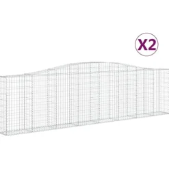 Arched Gabion Baskets 2 pcs 157.5″x11.8″x39.4″/47.2″ Galvanized Iron White Black Other