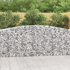 Arched Gabion Baskets 2 pcs 157.5″x11.8″x39.4″/47.2″ Galvanized Iron White Black Other