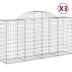 Arched Gabion Baskets 3 pcs Galvanized Iron 78.7″x19.7″x39.4″/47.2″ White Black Other