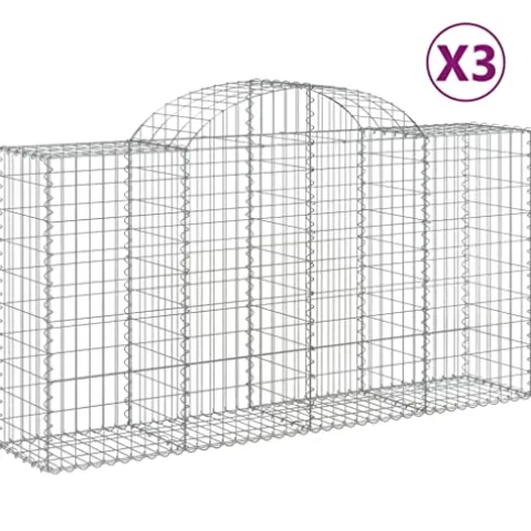Arched Gabion Baskets 3 pcs Galvanized Iron 78.7″x19.7″x39.4″/47.2″ White Black Other