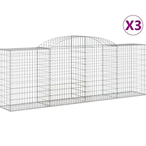 Arched Gabion Baskets 3 pcs Galvanized Iron 118.1″x19.7″x39.4″/47.2″ White Black