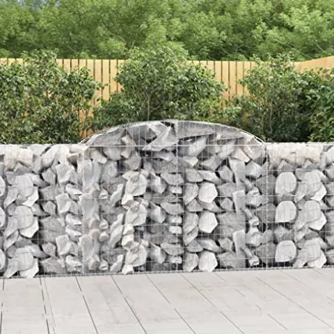 Arched Gabion Baskets 3 pcs Galvanized Iron 118.1″x19.7″x39.4″/47.2″ White Black