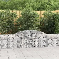 Arched Gabion Baskets 3 pcs 118.1″x11.8″x23.6″/31.5″ Galvanized Iron White Black Other