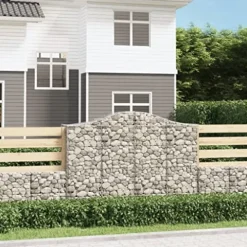 Arched Gabion Baskets 2 pcs Galvanized Iron Outdoor Plant Pots White Black Other