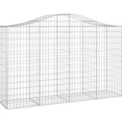 Arched Gabion Baskets 2 Pcs 78.7″x19.7″x47.2″/55.1″ Galvanized Iron for Outdoor Plants White Black Other