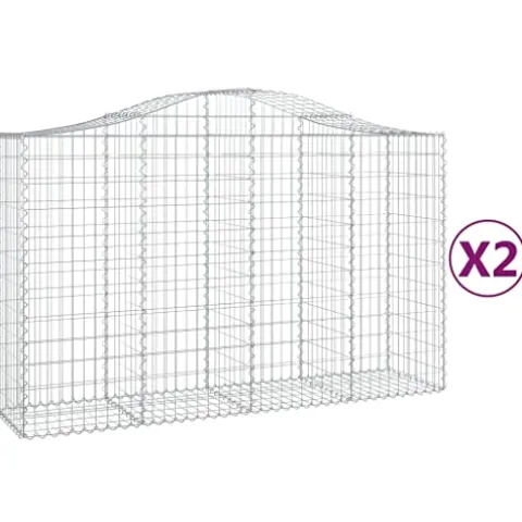 Arched Gabion Baskets 2 Pcs 78.7″x19.7″x47.2″/55.1″ Galvanized Iron for Outdoor Plants White Black Other