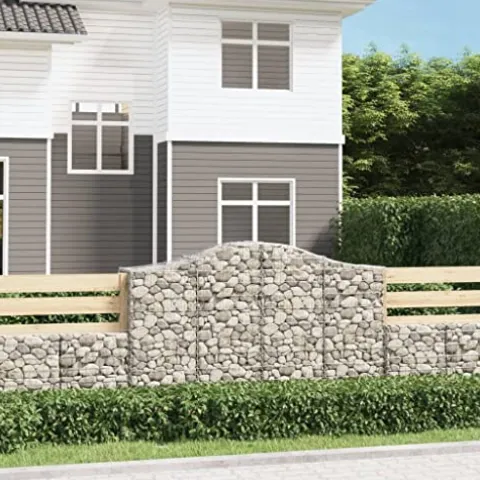 Arched Gabion Baskets 2 Pcs 78.7″x19.7″x47.2″/55.1″ Galvanized Iron for Outdoor Plants White Black Other