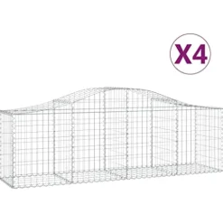 Arched Gabion Baskets 4 pcs 78.7″x19.7″x23.6″/31.5″ Galvanized Iron – Outdoor & Indoor Self-Watering Planters, White/Black/Others