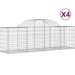 Arched Gabion Baskets 4 pcs Galvanized Iron Outdoor Plant Pots Self-Watering White Black