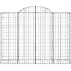 Arched Gabion Baskets 2 pcs 78.7″x19.7″x55.1″/63″ Galvanized Iron White Black