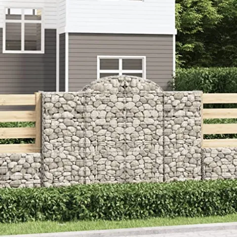 Arched Gabion Baskets 2 pcs 78.7″x19.7″x55.1″/63″ Galvanized Iron White Black