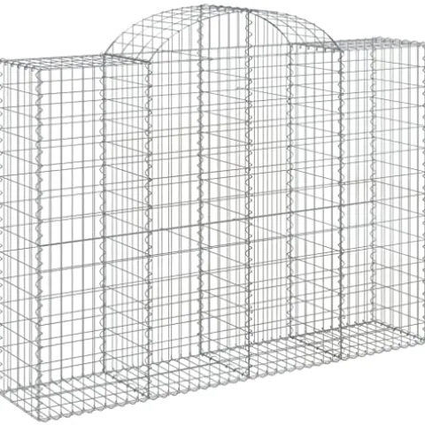 Arched Gabion Baskets 2 pcs 78.7″x19.7″x55.1″/63″ Galvanized Iron White Black