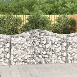 Arched Gabion Baskets 4 pcs Galvanized Iron Plant Pots Self-Watering Indoor Outdoor Gardening White Black