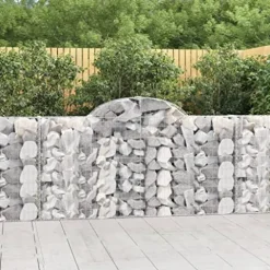 Arched Gabion Baskets 4 pcs Galvanized Iron Outdoor Plant Pots White Black