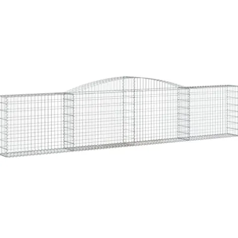 Arched Gabion Baskets 3 pcs 157.5″x11.8″x31.5″/39.4″ Galvanized Iron for Outdoor Plants White Black Other