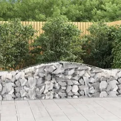 Arched Gabion Baskets 2 pcs Galvanized Iron for Outdoor Plants White Black