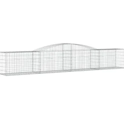 Arched Gabion Baskets 2 pcs Galvanized Iron for Outdoor Plants White Black