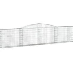 Arched Gabion Baskets 2 pcs 157.5″x11.8″x31.5″/39.4″ Galvanized Iron for Outdoor Plants White Black