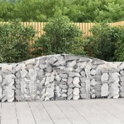 Arched Gabion Baskets 2 pcs Galvanized Iron for Outdoor Plants Self-Watering Pots White Black Other