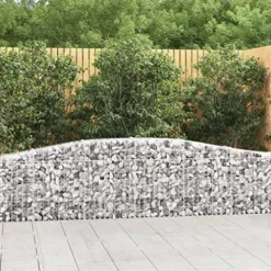 Arched Gabion Baskets 2 pcs Galvanized Iron for Outdoor Plants White Black