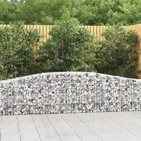 Arched Gabion Baskets 2 pcs Galvanized Iron for Outdoor Plants White Black