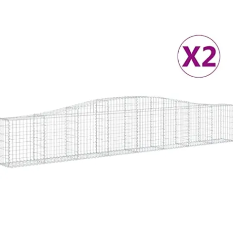 Arched Gabion Baskets 2 pcs Galvanized Iron for Outdoor Plants White Black