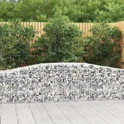 Arched Gabion Baskets 2 pcs Galvanized Iron for Outdoor & Indoor Plants White Black