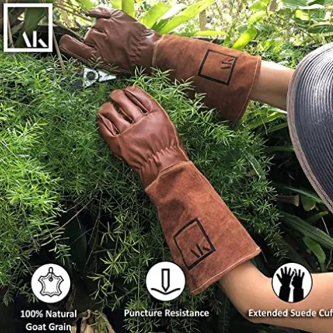 ArtAK Bulk 88 Pairs Rose Pruning Gloves Brown