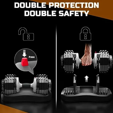 ATIVAFIT Adjustable Dumbbell for Workout Strength Training Fitness Weight Gym Set 55LB-Pair