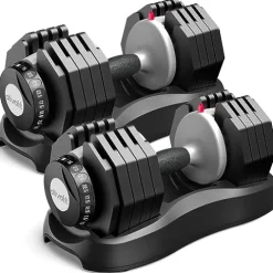 ATIVAFIT Adjustable Dumbbell for Workout Strength Training Fitness Weight Gym Set 55LB-Pair
