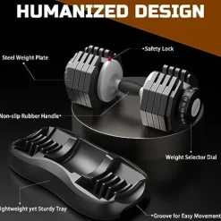 ATIVAFIT Adjustable Dumbbell for Workout Strength Training Fitness Weight Gym Set 55LB-Pair