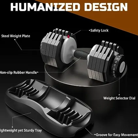 ATIVAFIT Adjustable Dumbbell for Workout Strength Training Fitness Weight Gym Set 55LB-Pair