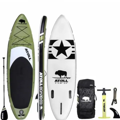 Atoll Inflatable Stand Up Paddle Board 11 Feet Army Green