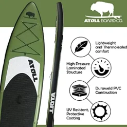 Atoll Inflatable Stand Up Paddle Board 11 Feet Army Green