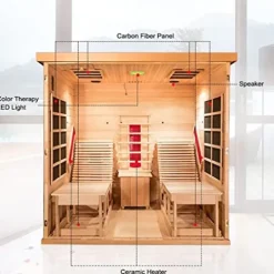 AURGOD Far Infrared Wooden Sauna Room 2-Person Indoor Sauna (Hemlock)