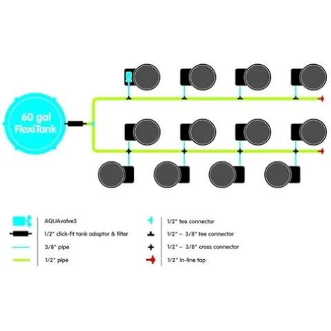 AutoPot 12 Pot GeoPot System with 5 Gallon Fabric Pots – Self-Watering Hydroponic System Indoor Black